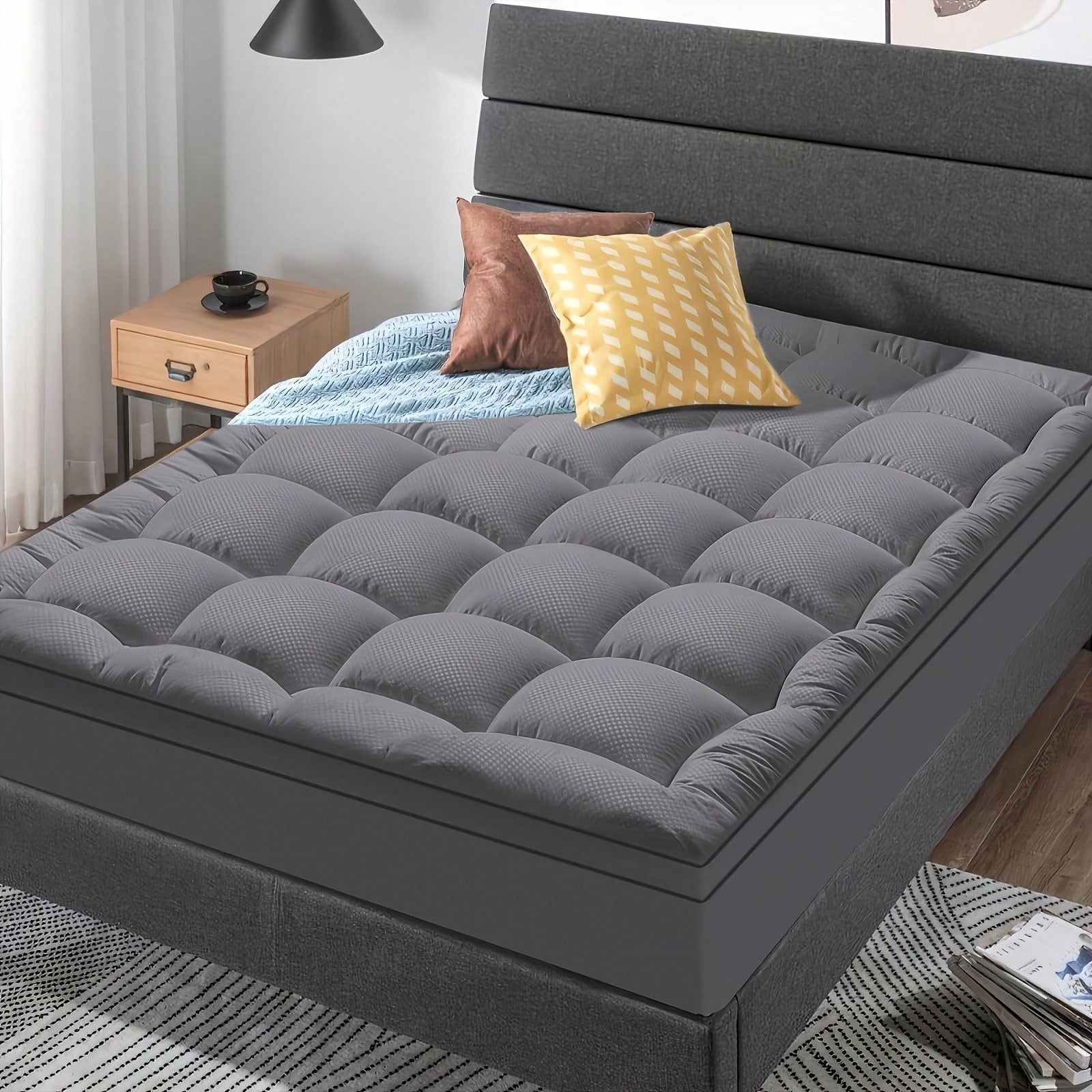 Pre Washed Microfiber Quilted Mattress Pad Queen 8-24" Deep Pocket