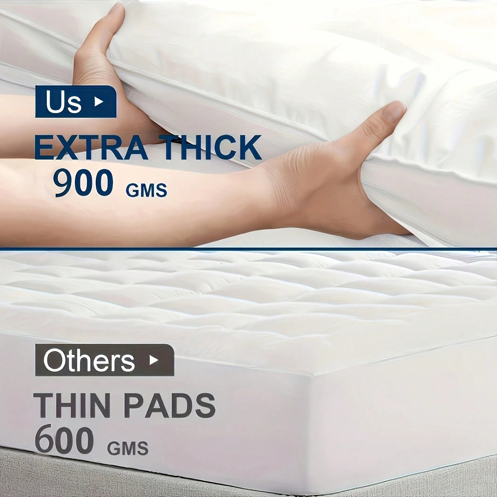 Pre Washed Microfiber Quilted Mattress Pad Queen 8-24" Deep Pocket